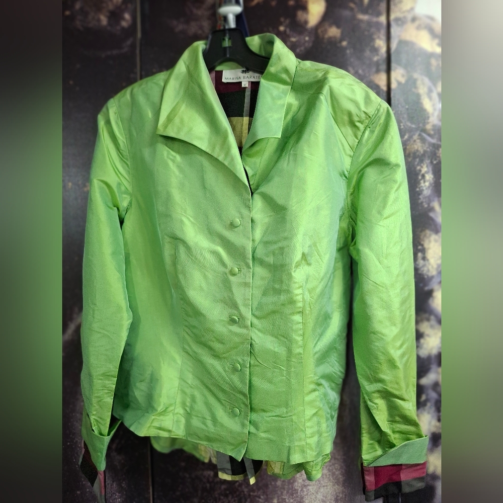 Marisa Baratelli Vibrant Green Button-Up Jacket. Size 12
